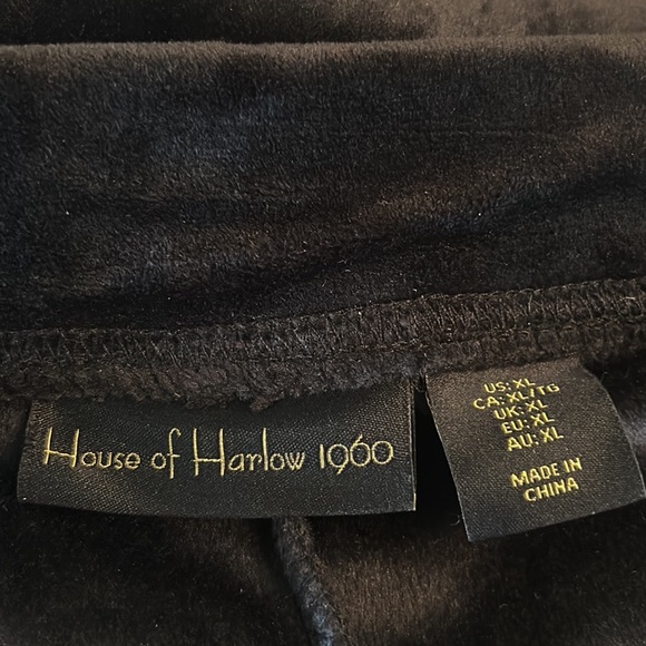 NEW House of Harlow 1960 Black Velvet Velour Jogger Sweat Pants - XL - Picture 10 of 14